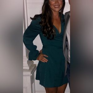 House of Harlow 1960 dark teal wrap dress